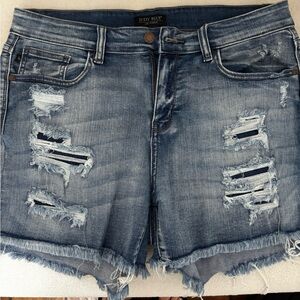 Judy Blue Women's Ripped Jean Shorts - Light Blue